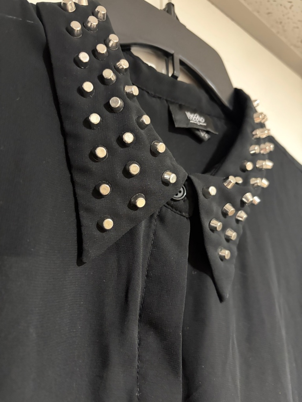 Mossimo Black Stud-Embellished Sheer Blouse - Picture 5 of 9